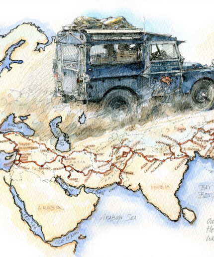 Illustrated map of the First Overland expedition