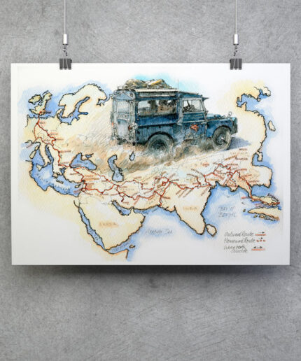Hanging poster of an illustrated map