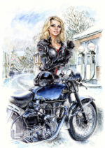 Debbie Harry and Velocette - Christmas Card
